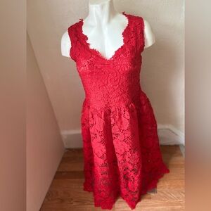 Red Lace Sleeveless Dress